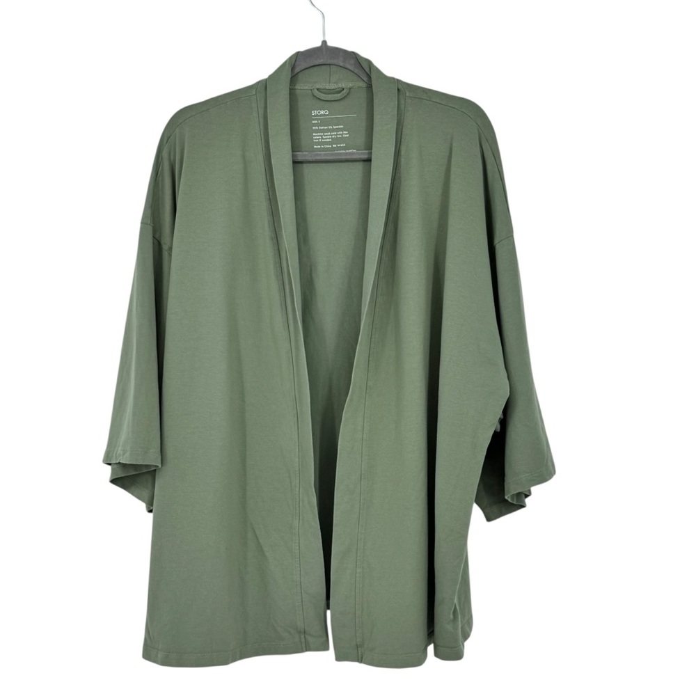 Women’s Storq Size 2 Green Cotton/Spandex Maternity Cardigan Sweater/Sweatshirt